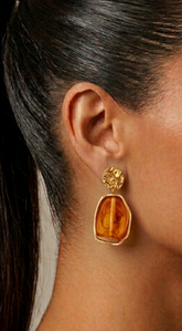 Aurora Marble Stone Drop Earrings - Gold