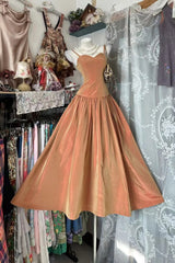 Vintage Ball Gown Spaghetti Straps 80s Sleeveless Party Gowns Prom Dresses N1957