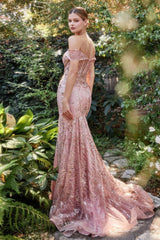 Off Shoulder Mermaid Sequin Formal Gown Andrea & Leo A1107