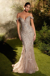 Long Formal Prom Fitted Beaded Dress by Andrea & Leo A1257