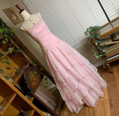 A line Spagehtti Strap Pink Sleeveless Long Formal Dress Gown 21st Birthday Prom Dresses N2406