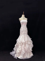 Women's Evening Dresses Strapless Mermaid Long Formal Gown Pink Evening Gowns Prom Dresses N2359
