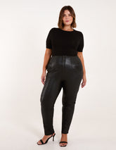 Curve Matte PU Leather Tailored Trousers
