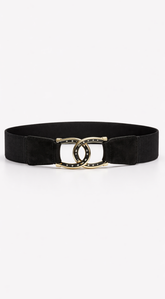 Sia Interlocking Buckle Wide Belt - Black