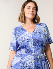 Curve Shirred Waist Button Mini Dress