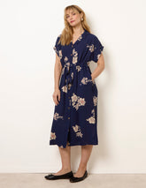 Drawstring Midi Shirt Dress