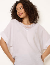 Lace Sequin Crochet Linen Like Top