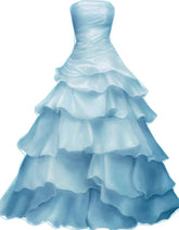 Modest Ball Gown Strapless Blue Prom Dresses Long for Women Formal Evening Gown N2362