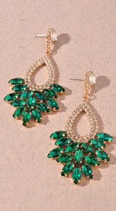 Just Look Rhinestone Earrings - Green