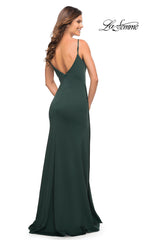 La Femme Simple Long Jersey Prom Dress with Slit