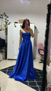 simple long prom dresses, royal blue prom dress N2493