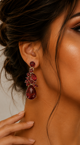 Raya Teardrop Earrings - Red