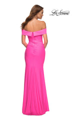 La Femme Off-the-Shoulder Bright Long Prom Dress