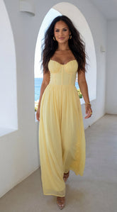 Orlaya Chiffon Wide Leg Jumpsuit - Yellow