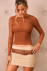 Just Like Me Mesh Top - Brown