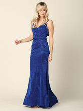 Long Formal Spaghetti Strap Glitter Prom Dress