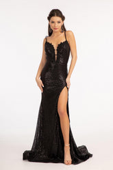 Long Sequined Mermaid Prom Dress