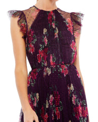 Floral Print Cap Sleeve Midi Dress Floral Print Mac Duggal 2143