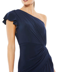 Long Formal One Shoulder Prom Gown One Shoulder Detail Mac Duggal 67858
