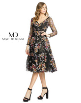 Long Sleeve Floral Cocktail Dress Floral Detail Mac Duggal 67499