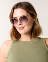 Frameless Purple Lens Sunglasses