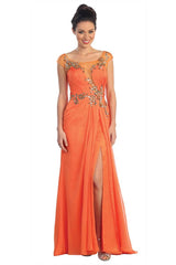 Prom Formal Dress Cap Sleeve Evening Long Gown