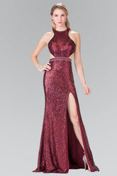 Prom Formal Sequins Long Dress with Side Slit