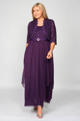 R&M Richards 7300W Plus Size Long Mother of the Bride Formal Jacket Dress