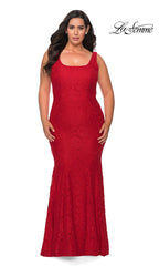 Plus-Size Long Lace La Femme Formal Mermaid Dress