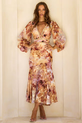 Sahara Dusk Chiffon Maxi Dress - Sunset Multi