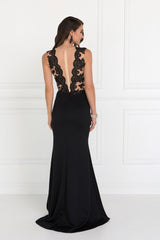 Sleeveless Lace Embellished Long Prom Dress