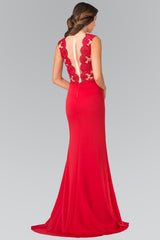 Sleeveless Lace Embellished Long Prom Dress