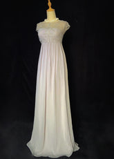 Vintage Prom Dresses Inspo A Line Scoop Silver Chiffon Long 80s With Beaded Formal Gowns N3394