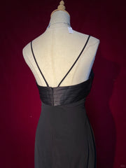 Simple Prom Dresses Mermaid Spaghetti Strap Black Tie Floor Length Chiffon Formal Evening Dress N3695