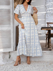 Tropical Drift Abstract Floral Maxi Dress - white