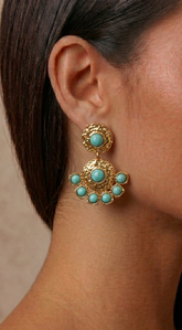 Cia Vintage Turquoise Drop Dangle Earrings - Gold