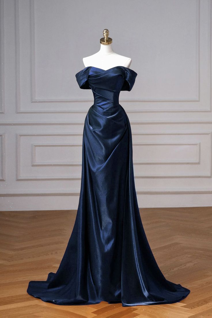 Simple Off Shoulder Satin Burgundy Long Prom Dress, Burgundy Long Formal Dress Party Gown AB1842