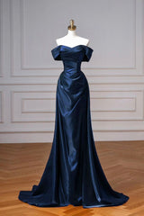 Simple Off Shoulder Satin Burgundy Long Prom Dress, Burgundy Long Formal Dress Party Gown AB1842