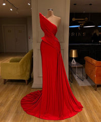 Modest Mermaid Strapless Red Prom Dresses With Pleated Inspiration Long Party Night Evening Dress 18th Birthday Outfits AB2363