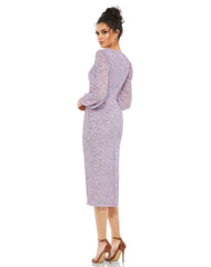 Long Sleeve Sequin Dress Cocktail Midi Mac Duggal 107641