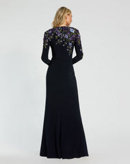 Long Sleeve Floral Prom Dress Formal Mac Duggal 11806