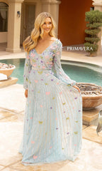 Long-Sleeve Long Sequin Butterfly Prom Dress 12024