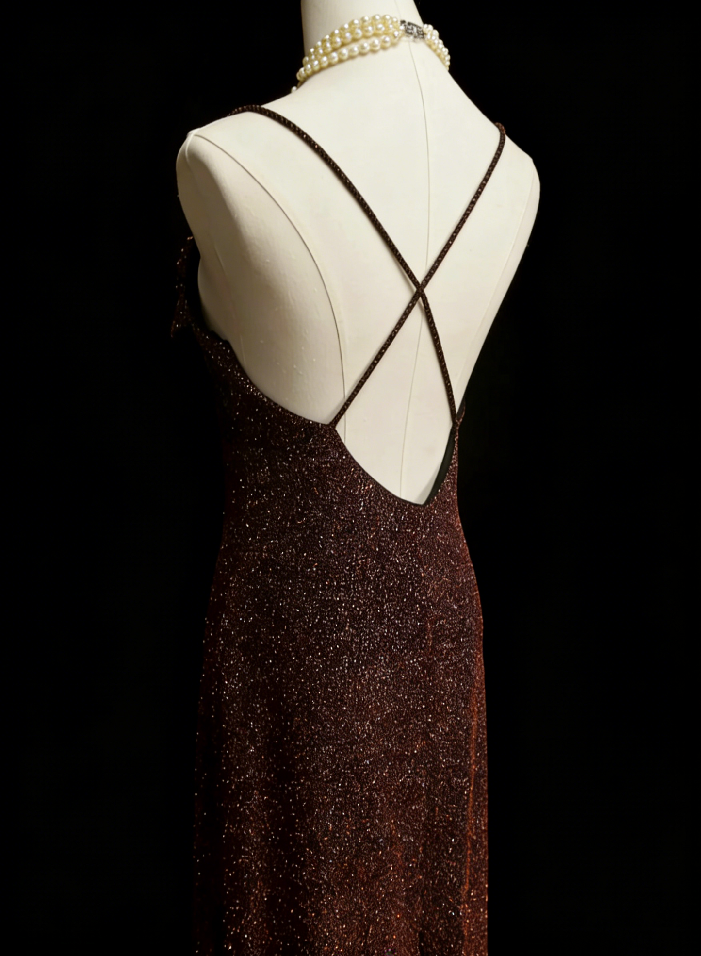 Sparkly Mermaid Spaghetti Strap Brown Sleeveless Summer Formal For Women Girls Teens Prom Dresses N2240