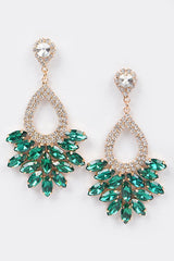 Just Look Rhinestone Earrings - Green