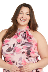 Plus Size Floral Printed Dress Long Formal R&M Richards 1915W