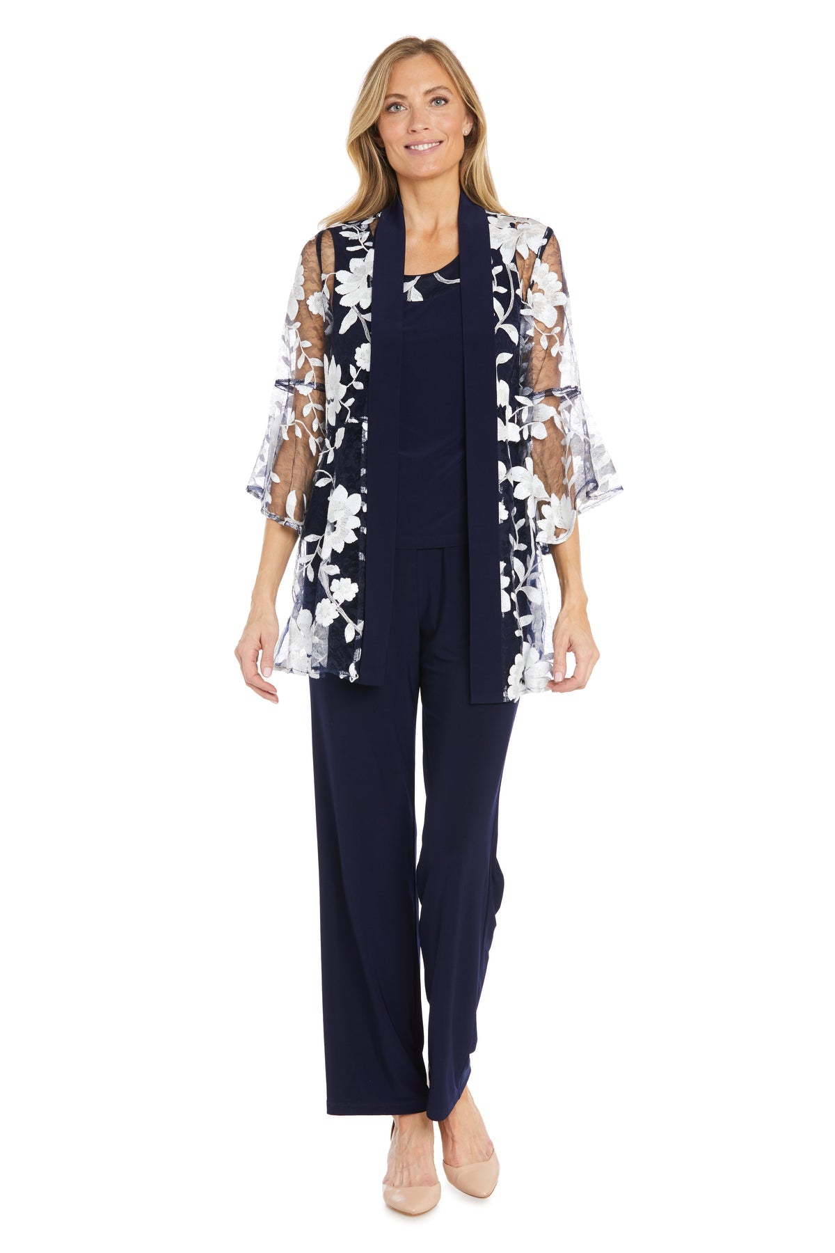 Floral Long Pant Suit Formal R&M Richards 1992