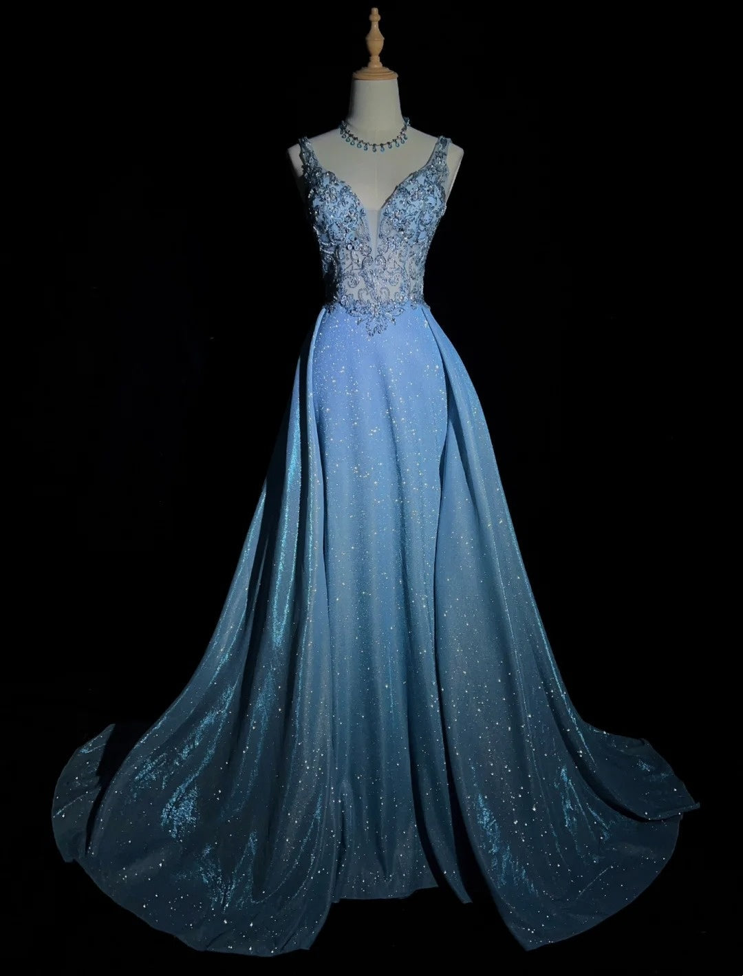Elegant Prom Dresses Inspo Mermaid V Neck Strap Blue Sequin With Ruffled For Women Formal Dress N3227