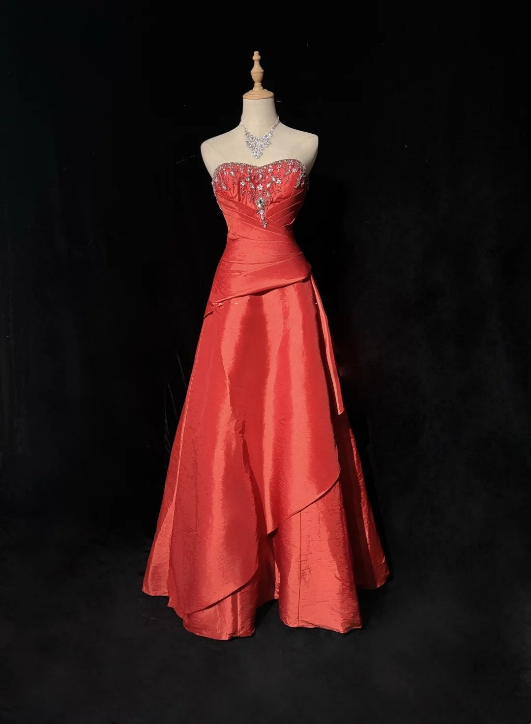 Glamour Prom Dresses Ball Gown Sweetheart Rust Red With Beading Formal Evening Outfits N3818