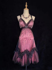 Timeless Prom Dresses A Line Spaghetti Strap Black Tulle Tea Length With Beading Homecoming Gown N3255