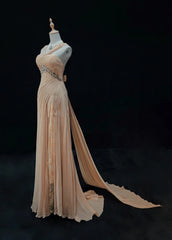 Vintage Prom Dresses Inspo Mermaid Halter Yellow Chiffon 90s With Appliqued For Women Formal Gowns N3334